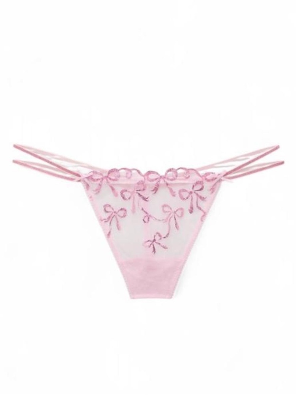 NWT PINK × LoveShackFancy Bows Strappy V-String Panty